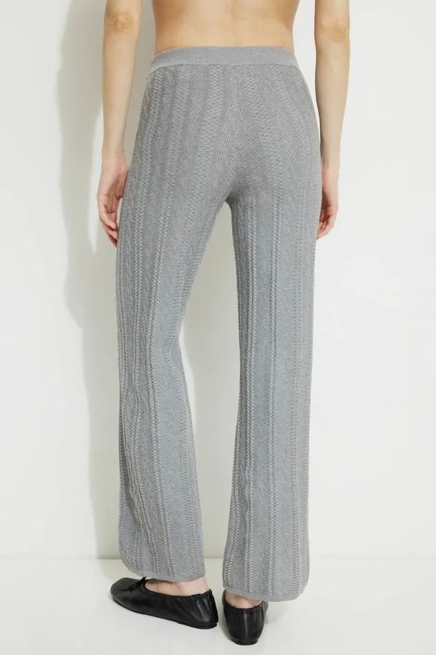 Dynamite Pants Women Cable Knit Flared Pants Gray