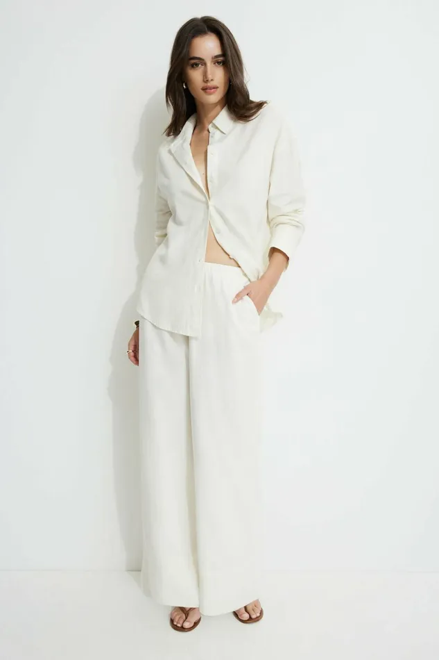 Dynamite Pants Women Leo Linen Pants Beige