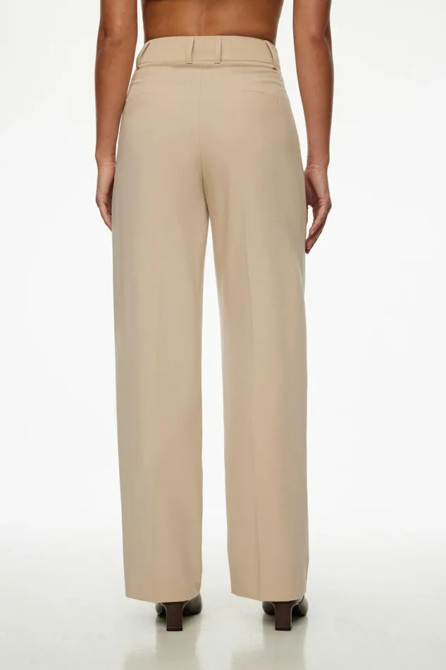 Dynamite Pants Women Sofia Pleated Straight Leg Pants Beige