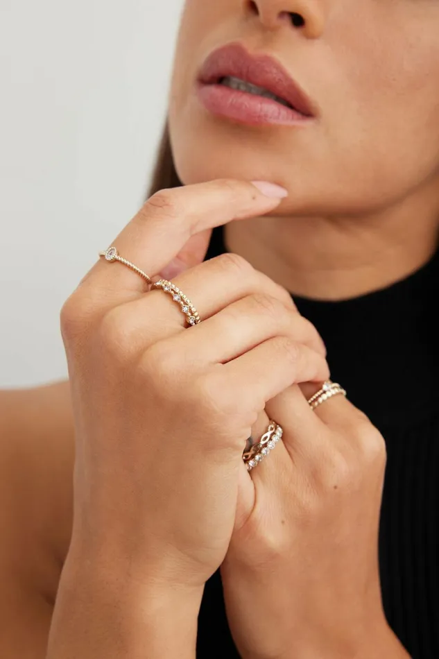 Dynamite Rings Women 7Pack Gem and Twist Rings White