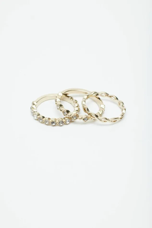 Dynamite Rings Women 7Pack Gem and Twist Rings White