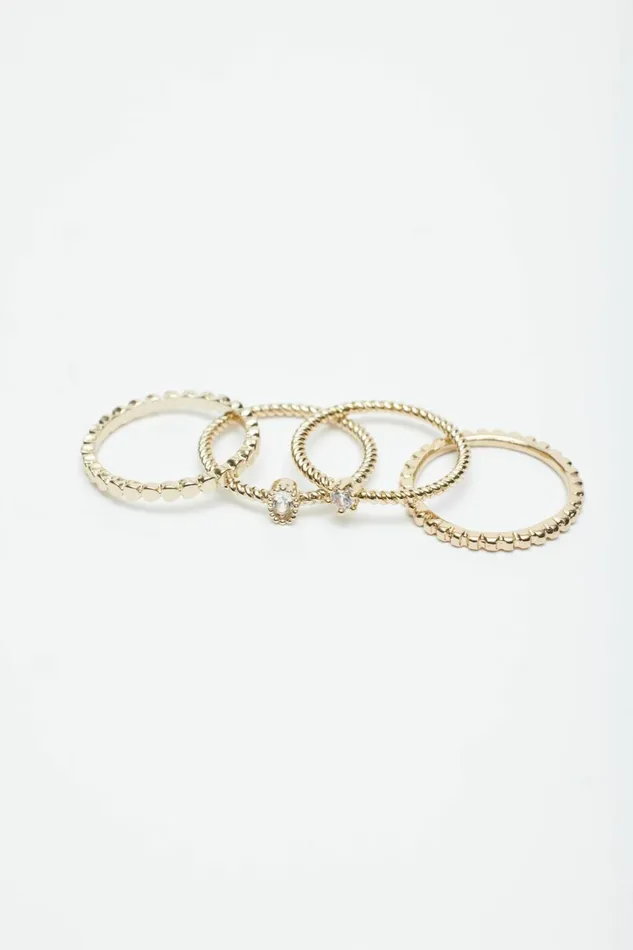 Dynamite Rings Women 7Pack Gem and Twist Rings White