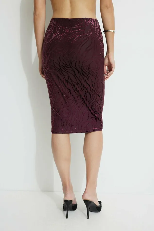Dynamite Skirts and Skorts Women Alana Burnout Midi Skirt Burgundy