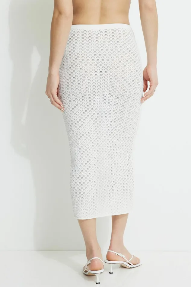 Dynamite Skirts and Skorts Women Pointelle Maxi Skirt Beige