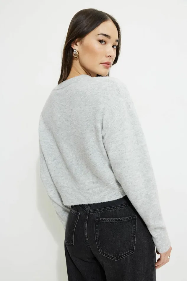 Dynamite Tops Women Heavenlyarn Crewneck Sweater Gray