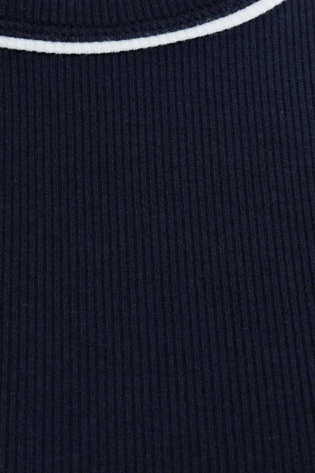 Dynamite Tops Women Olive Ribbed Crewneck TShirt Blue