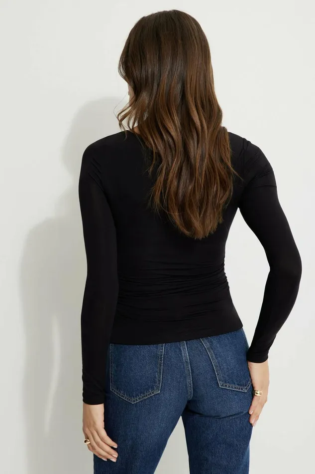 Dynamite Tops Women Stella Jersey Long Sleeve TShirt Black