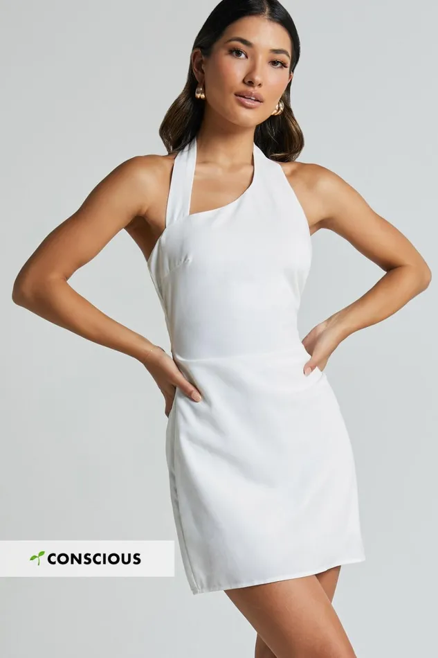 Ellise Mini Dress 8211 Halter Back Bodycon Dress In White Women Showpo Dresses