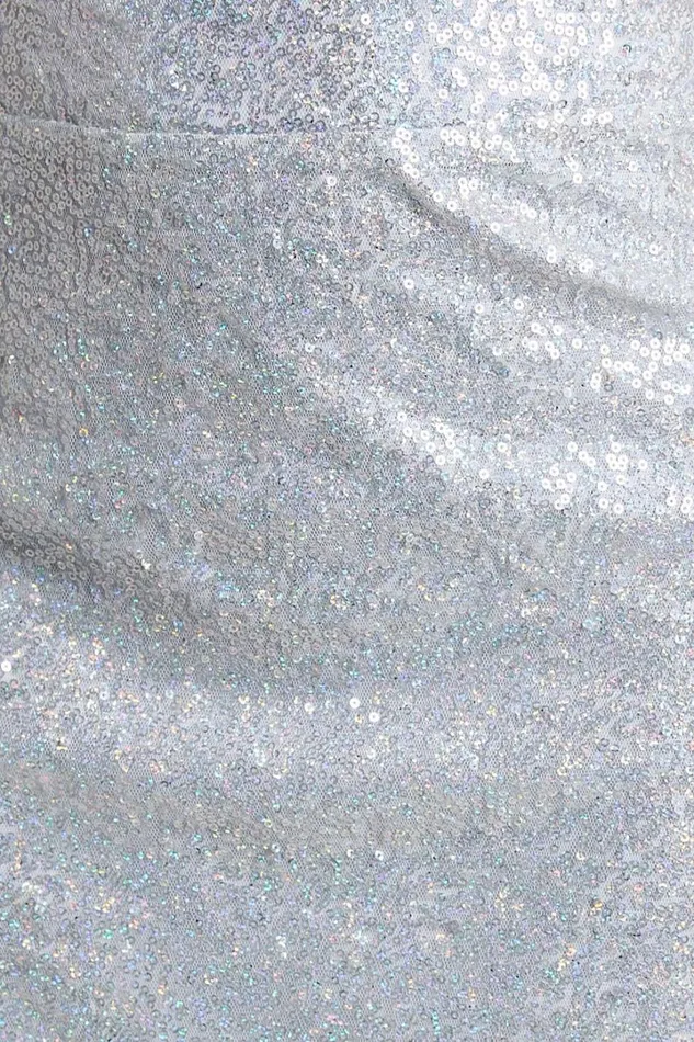 Elswyth Mini Skirt 8211 Side Split Sequin Skirt In Silver Women Showpo Skirts