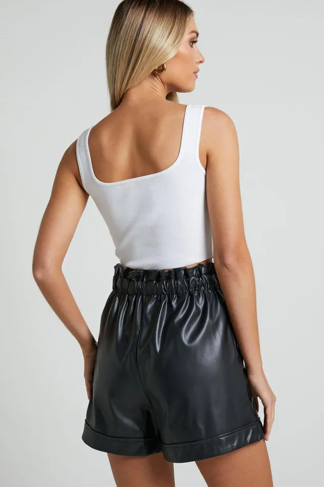 Elviera Shorts 8211 Faux Leather Drawstring Shorts In Black Women Showpo Shorts
