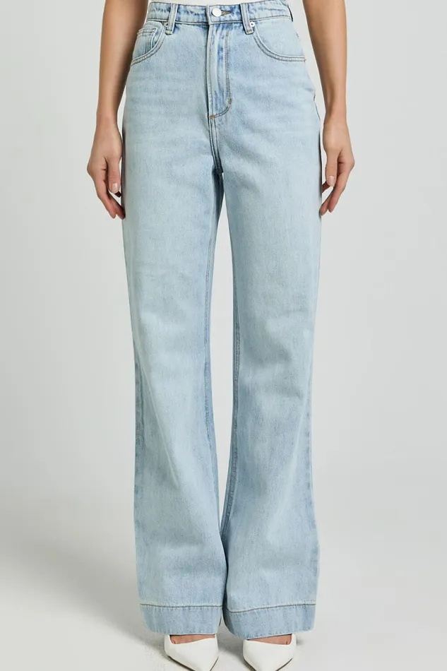 Emman Jeans 8211 High Waisted Cotton Wide Leg Denim Jeans In Sunday Blue Women Showpo Denim