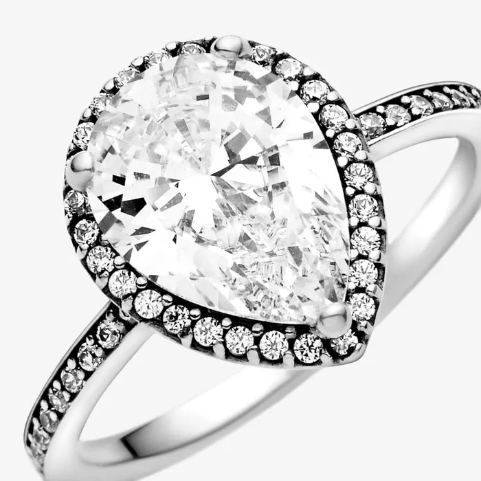Engagement Rings Women Pandora Sparkling Teardrop Halo Ring