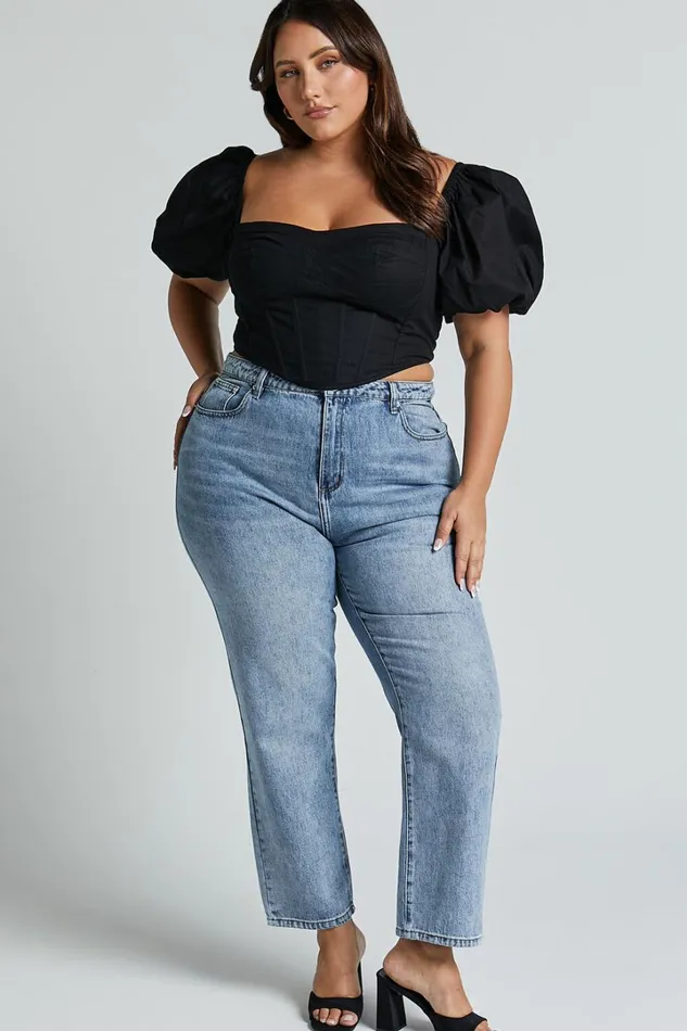Estella Top 8211 Puff Sleeve Corset Bustier Top In Black Women Showpo Curve Clothes