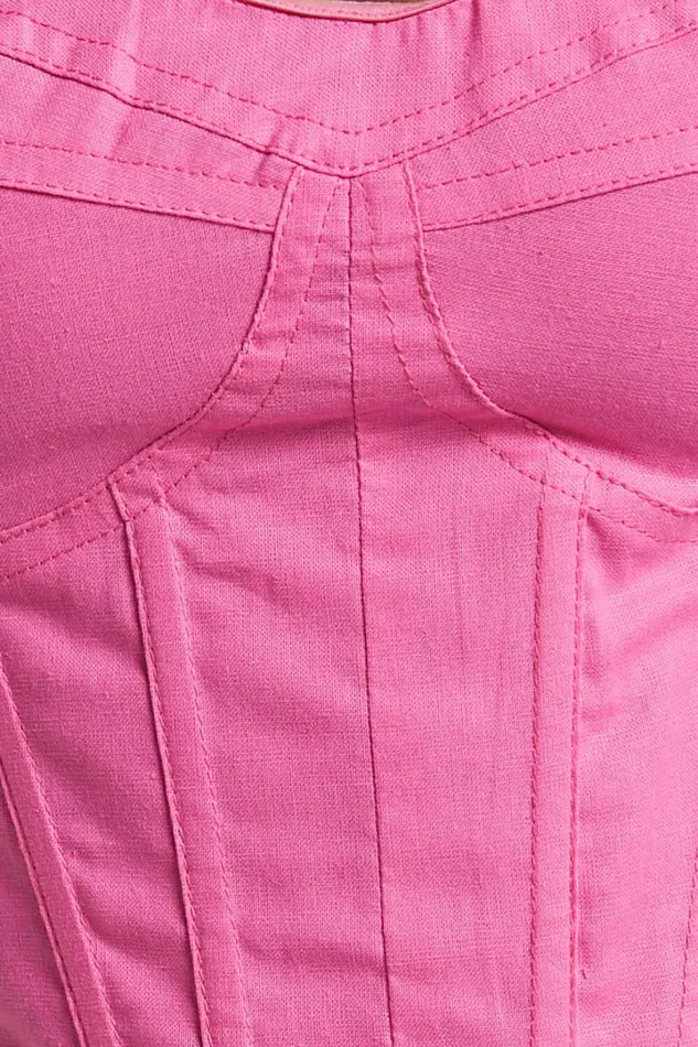 Estella Top 8211 Puff Sleeve Corset Bustier Top In Pink Women Showpo Curve Clothes