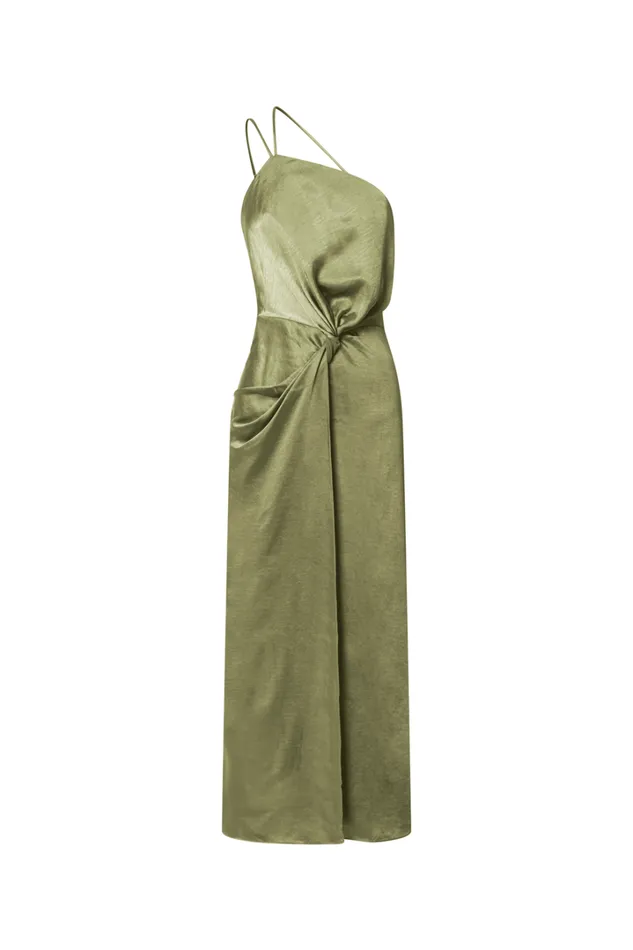Estelle Midi Dress 8211 One Shoulder Thigh Split Dress In Olive Women Showpo Dresses