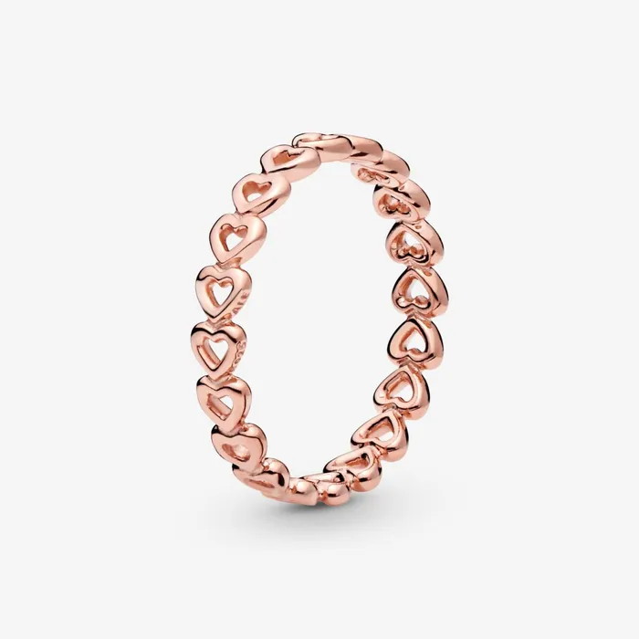 Eternity Rings Women Pandora Band Of Hearts Ring Rose Gold Plated