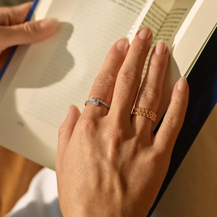 Eternity Rings Women Pandora Band Of Hearts Ring Rose Gold Plated