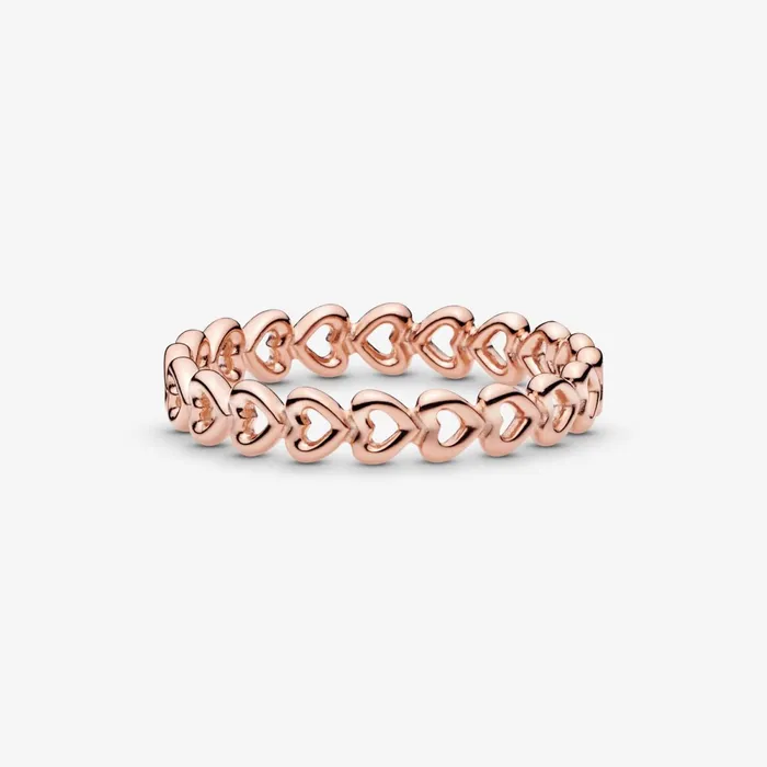 Eternity Rings Women Pandora Band Of Hearts Ring Rose Gold Plated