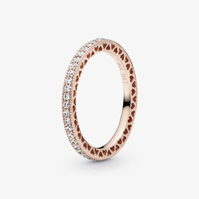 Eternity Rings Women Pandora Sparkle and Hearts Ring Rose Gold Plated