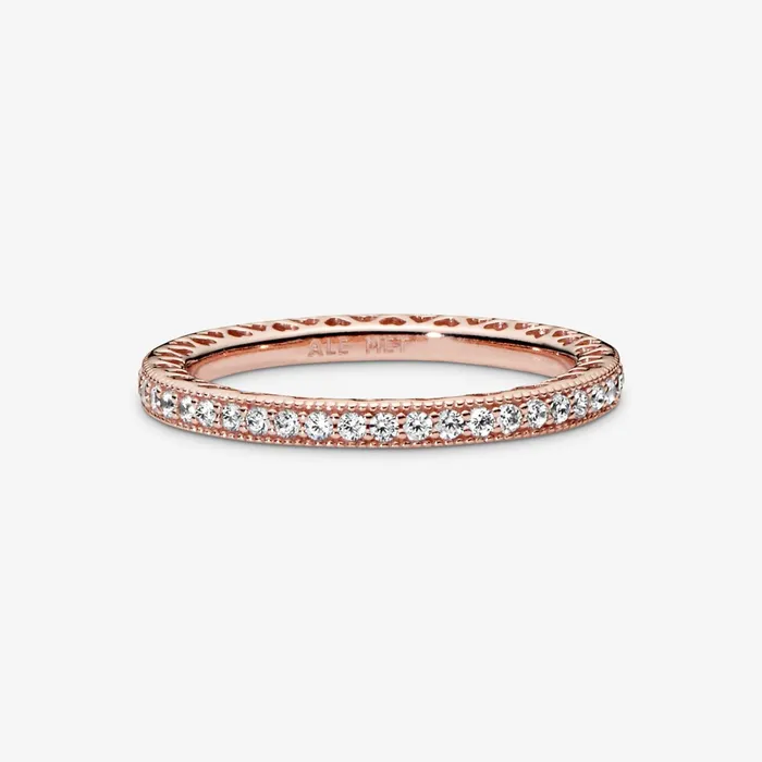 Eternity Rings Women Pandora Sparkle and Hearts Ring Rose Gold Plated