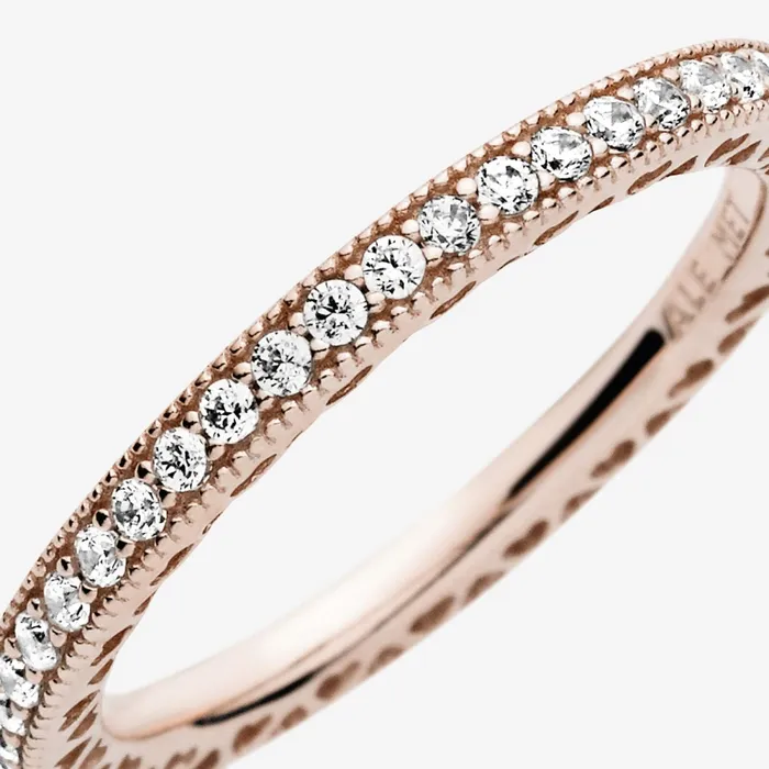 Eternity Rings Women Pandora Sparkle and Hearts Ring Rose Gold Plated