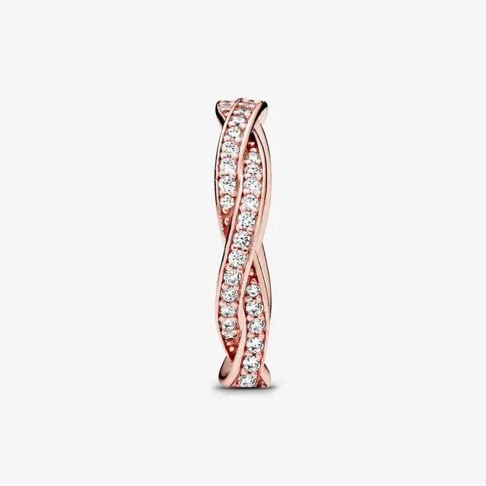 Eternity Rings Women Pandora Sparkling Twisted Lines Ring Rose Gold Plated