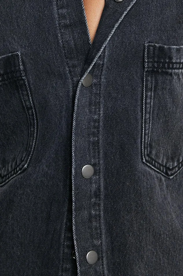 Faharra Shirt 8211 Recycled Cotton Denim Shirt In WASHED BLACK Women Showpo Curve Clothes
