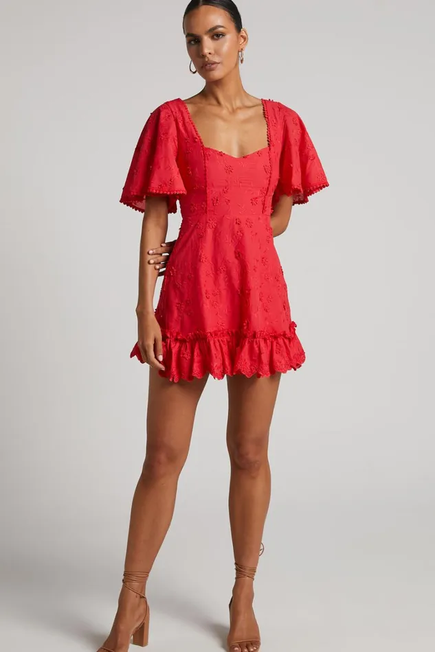 Fancy A Spritz Mini Dress 8211 Square Neck Dress In Red Women Showpo Conscious