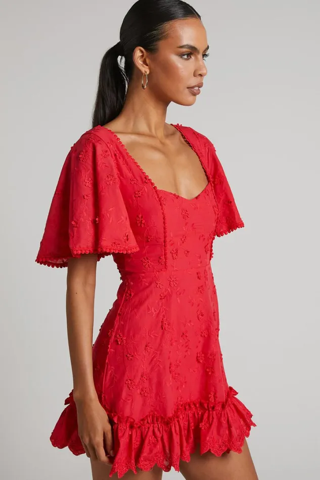 Fancy A Spritz Mini Dress 8211 Square Neck Dress In Red Women Showpo Conscious
