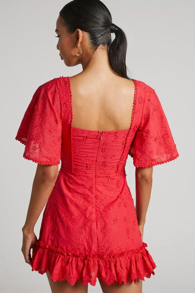 Fancy A Spritz Mini Dress 8211 Square Neck Dress In Red Women Showpo Conscious