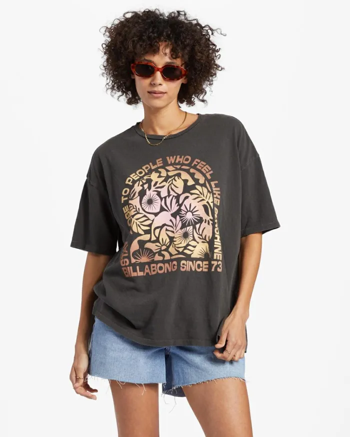 Feel Like Sunshine TShirt Off Black Women Billabong Graphic Tees and Tanks