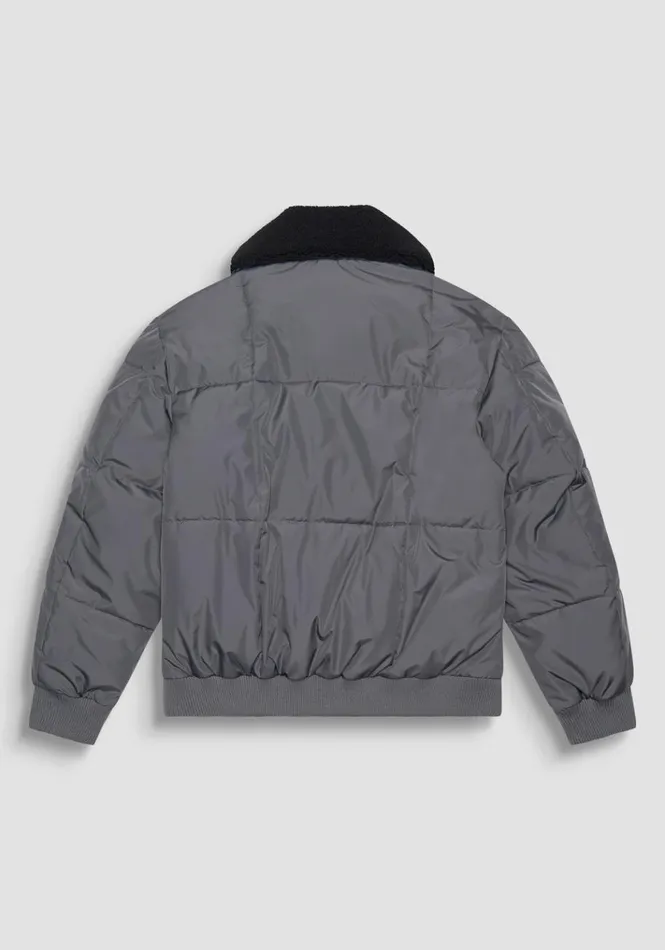 Field Jackets And Coats Men Antony Morato Grey Regular Fit Down Jacket With Faux Fur And Dupont Sorona Synthetic Padding Anthracite
