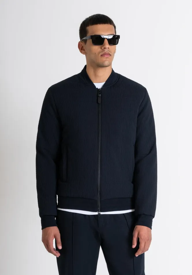 Field Jackets And Coats Men Antony Morato Regular Fit Bomber In Blue Technical Fabric With Synthetic Padding Blue Ink