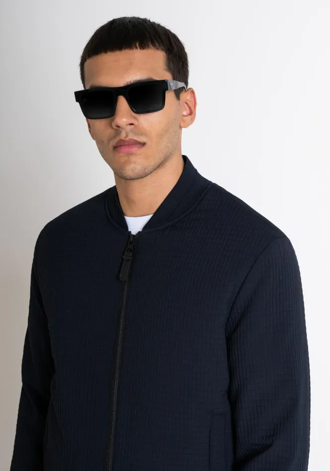 Field Jackets And Coats Men Antony Morato Regular Fit Bomber In Blue Technical Fabric With Synthetic Padding Blue Ink