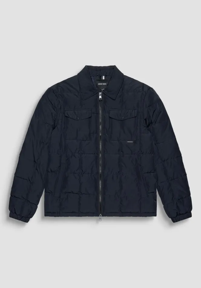 Field Jackets And Coats Men Antony Morato Regular Fit Down Jacket In Blue Technical Fabric And Dupont Sorona Synthetic Padding Blue Ink