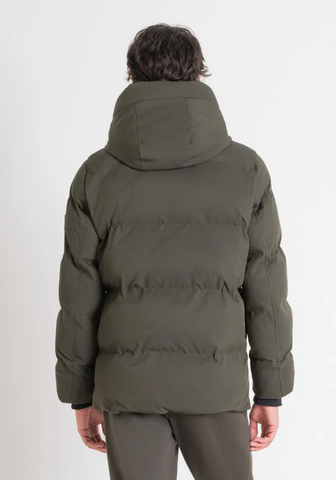 Field Jackets And Coats Men Antony Morato Regular Fit Down Jacket In Green Technical Fabric And Synthetic Padding Dark Olive Green
