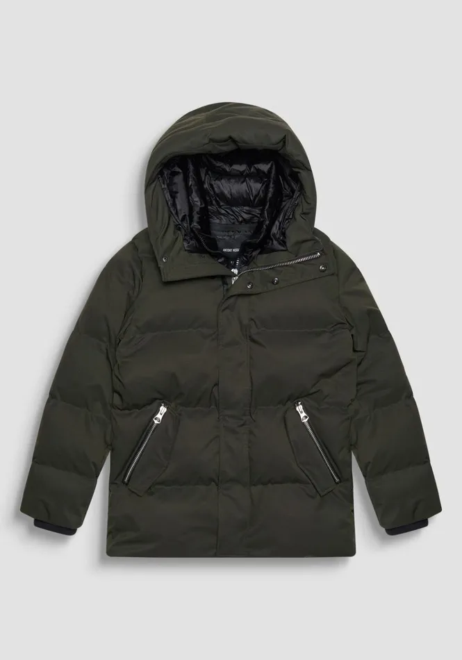 Field Jackets And Coats Men Antony Morato Regular Fit Down Jacket In Green Technical Fabric And Synthetic Padding Dark Olive Green