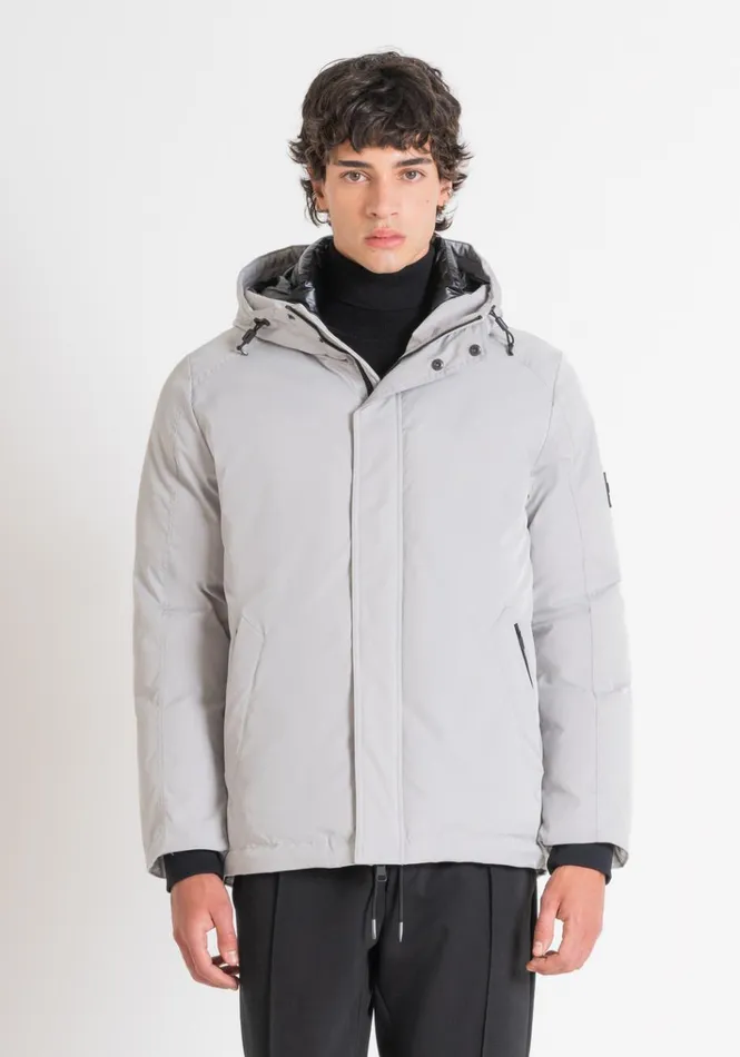 Field Jackets And Coats Men Antony Morato Regular Fit Jacket In Grey Sustainable Polyester With Synthetic Padding Moon Grey Field Jackets And Coats Men Antony Morato Regular Fit Jacket In Grey Sustainable Polyester With Synthetic Padding Moon Grey