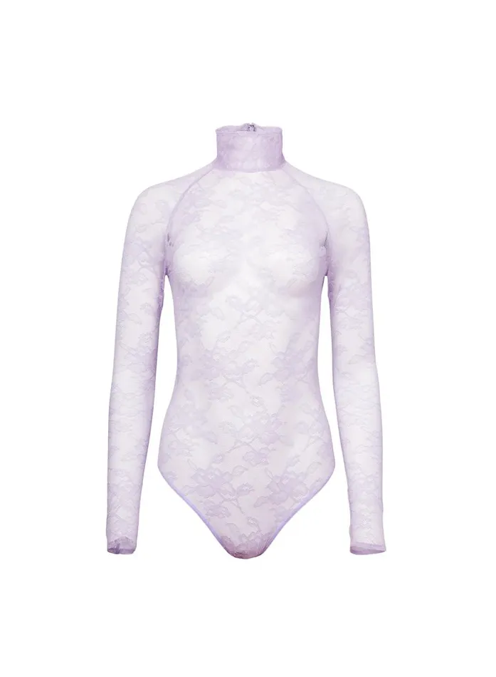 Fleur Du Mal Bodysuits Women High Neck Lace Bodysuit Thistle Fleur Du Mal Bodysuits Women High Neck Lace Bodysuit Thistle