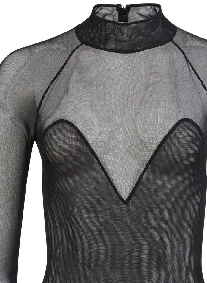 Fleur Du Mal Bodysuits Women Mesh Long Sleeve Bodysuit Black Fleur Du Mal Bodysuits Women Mesh Long Sleeve Bodysuit Black