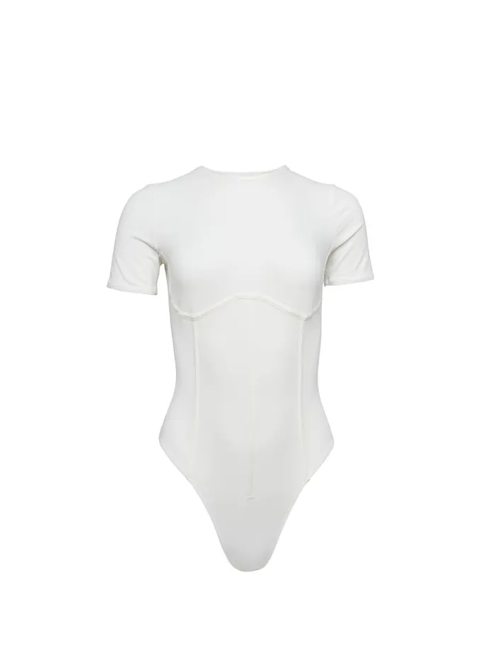 Fleur Du Mal Bodysuits Women Organic Cotton TShirt Bodysuit Ivory Fleur Du Mal Bodysuits Women Organic Cotton TShirt Bodysuit Ivory