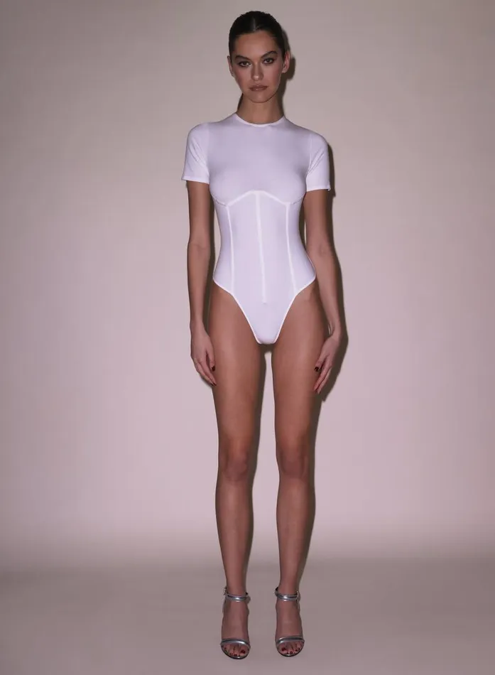 Fleur Du Mal Bodysuits Women Organic Cotton TShirt Bodysuit Ivory Fleur Du Mal Bodysuits Women Organic Cotton TShirt Bodysuit Ivory