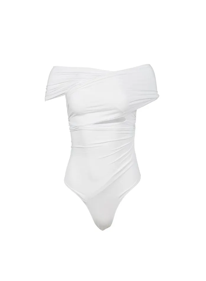 Fleur Du Mal Bodysuits Women Wrap Front Bodysuit Ivory Fleur Du Mal Bodysuits Women Wrap Front Bodysuit Ivory