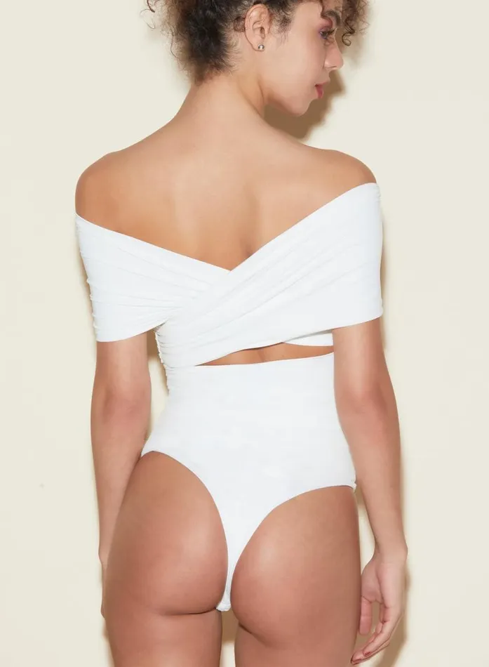 Fleur Du Mal Bodysuits Women Wrap Front Bodysuit Ivory Fleur Du Mal Bodysuits Women Wrap Front Bodysuit Ivory