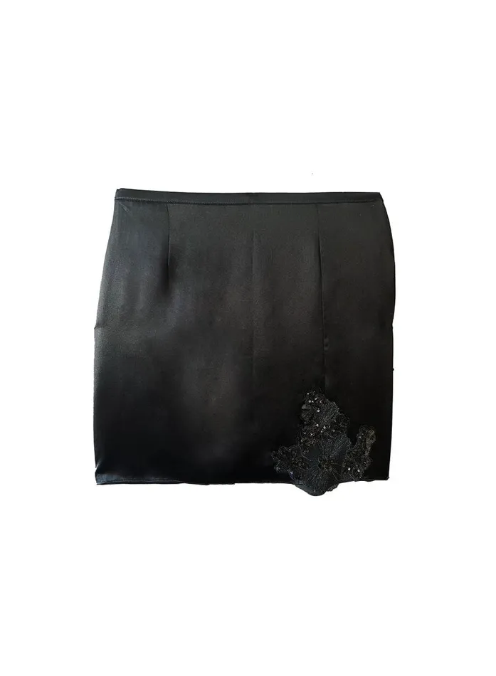 Fleur Du Mal Bottoms Women Sequin Violet Appliqu Skirt Black Fleur Du Mal Bottoms Women Sequin Violet Appliqu Skirt Black