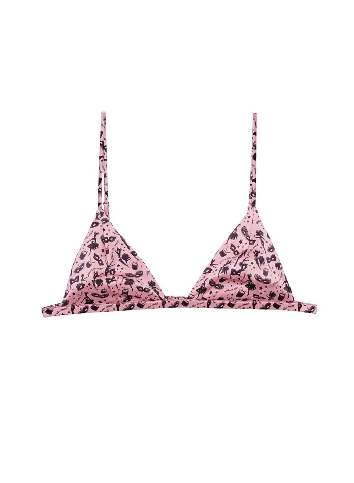 Fleur Du Mal Bralettes and Wireless Bras Women Luxe Triangle Bra Carnival Print Fleur Du Mal Bralettes and Wireless Bras Women Luxe Triangle Bra Carnival Print