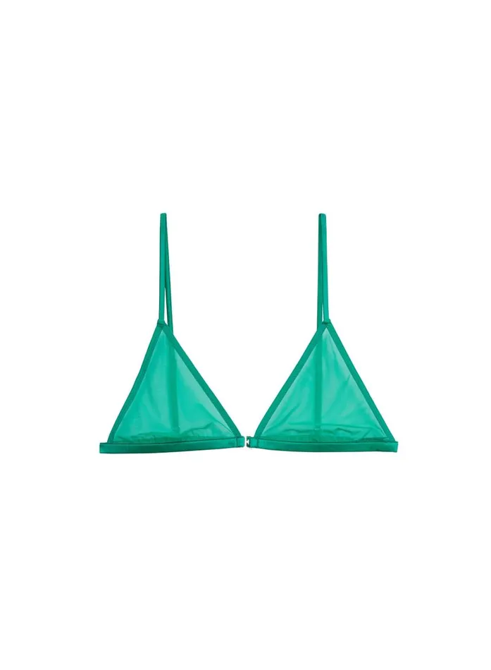 Fleur Du Mal Bralettes and Wireless Bras Women Mesh Triangle Bralette Emerald Fleur Du Mal Bralettes and Wireless Bras Women Mesh Triangle Bralette Emerald