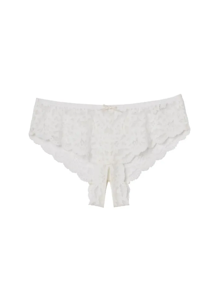Fleur Du Mal Bridal Women Charlotte Crotchless Panty Ivory Fleur Du Mal Bridal Women Charlotte Crotchless Panty Ivory