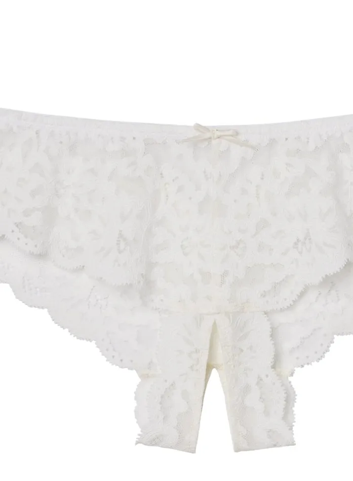 Fleur Du Mal Bridal Women Charlotte Crotchless Panty Ivory Fleur Du Mal Bridal Women Charlotte Crotchless Panty Ivory