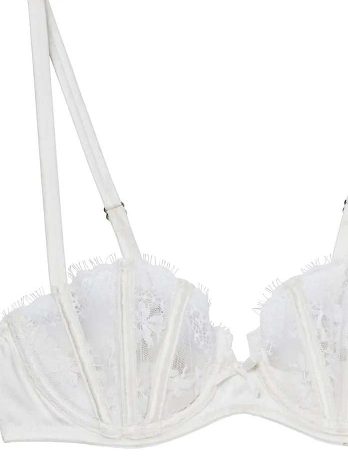 Fleur Du Mal Bridal Women Frankie Lace Boned Balconette Bra Ivory Fleur Du Mal Bridal Women Frankie Lace Boned Balconette Bra Ivory